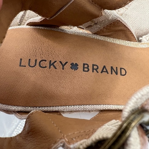 Lucky Brand Mindra Natural Plat Wedge Sandals Size 6 Women’s - Picture 2 of 9